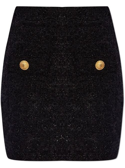 BUTTONED TWEED SKIRT