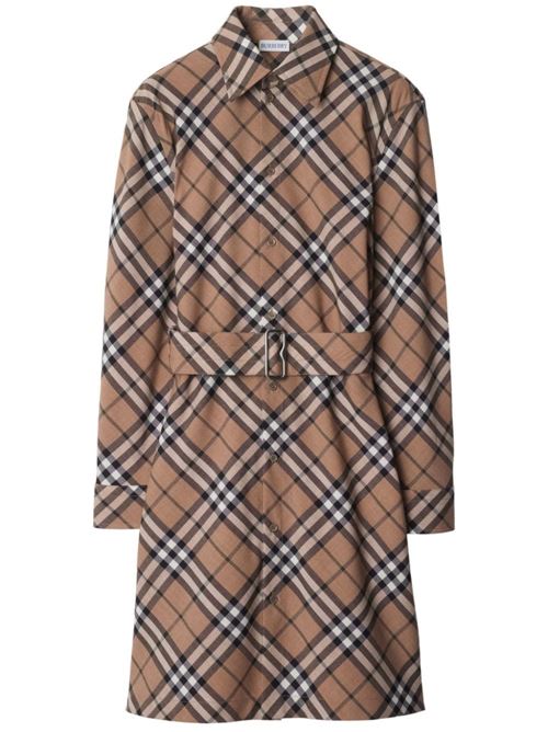 CHECK WOOL BLEND CHEMISIER DRESS
