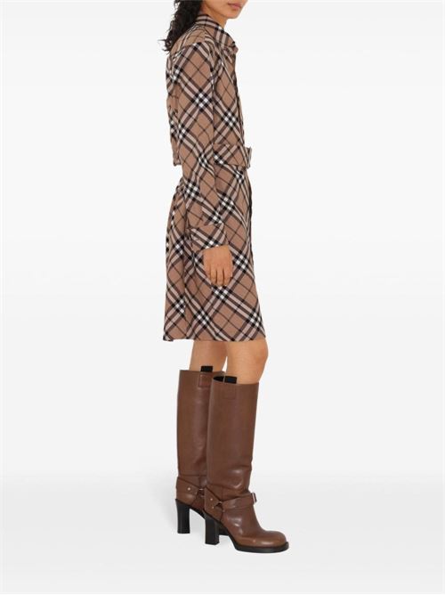 CHECK WOOL BLEND CHEMISIER DRESS