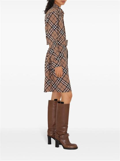 CHECK WOOL BLEND CHEMISIER DRESS