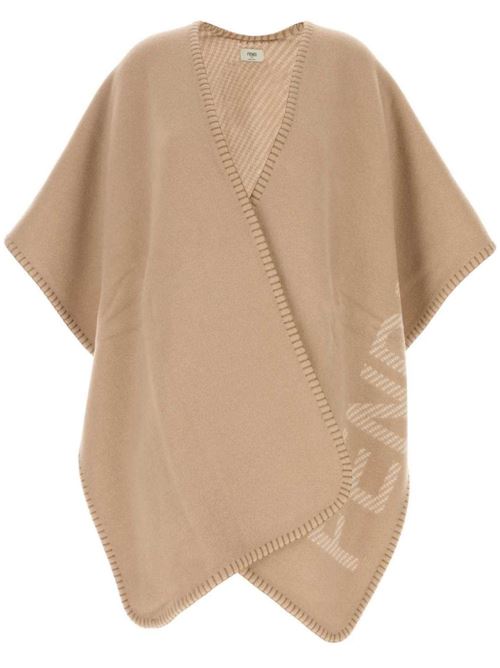 FENDI ROMA WOOL AND CASHMERE BLEND CAPE