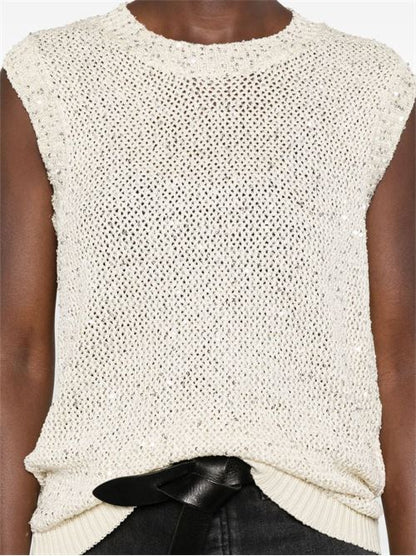 SEQUINED KNITTED VEST