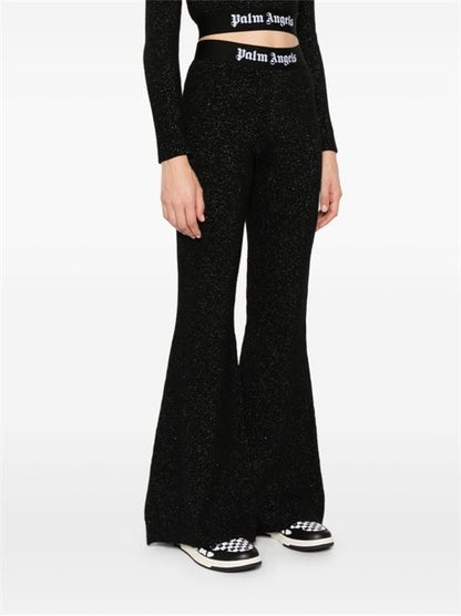 LOGO LUREX FLARED TROUSERS