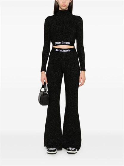LOGO LUREX FLARED TROUSERS