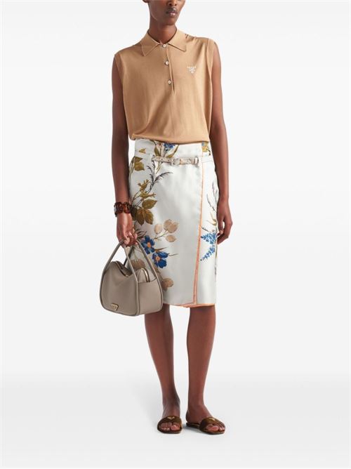 SILK TWILL PRINTED SKIRT