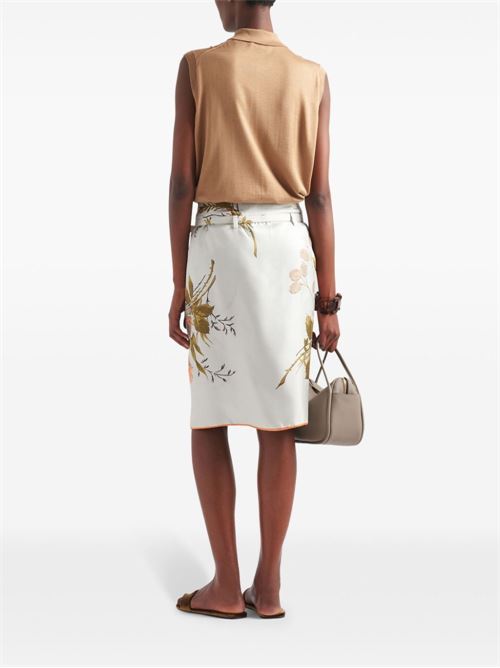 SILK TWILL PRINTED SKIRT