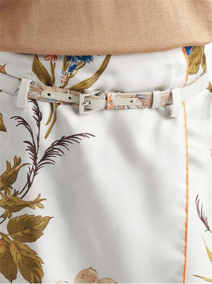 SILK TWILL PRINTED SKIRT