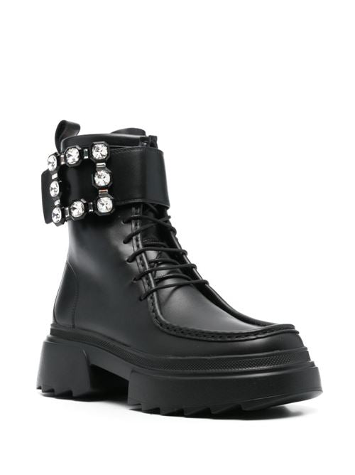 WALLAVIV STRASS BUCKLE LEATHER BOOTS