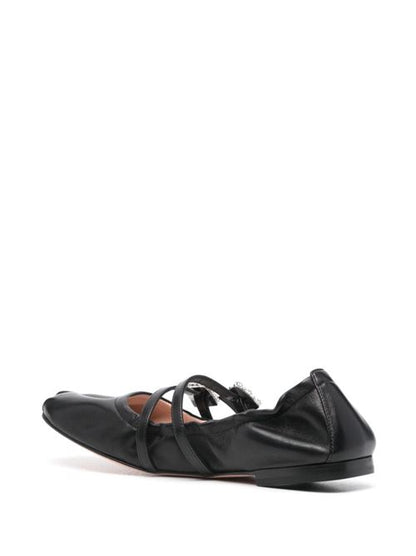 MINI STRAP STRASS LEATHER BALLET FLATS