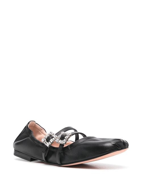 MINI STRAP STRASS LEATHER BALLET FLATS