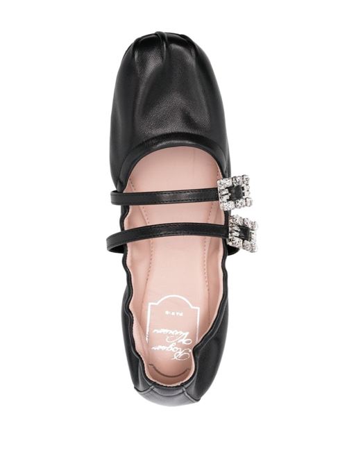 MINI STRAP STRASS LEATHER BALLET FLATS