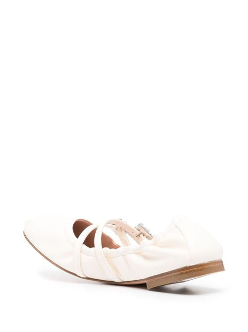 MINI STRAP STRASS LEATHER BALLET FLATS