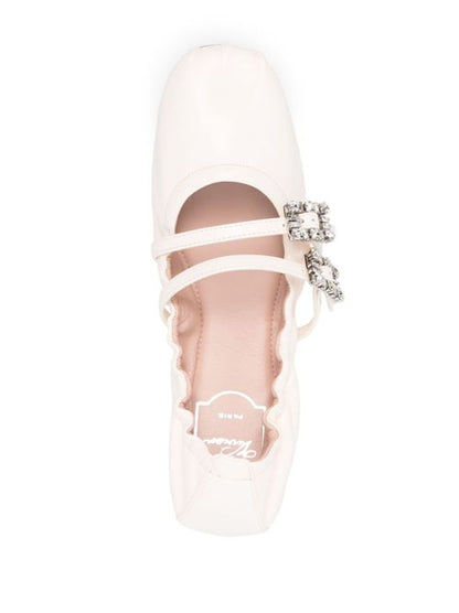 MINI STRAP STRASS LEATHER BALLET FLATS