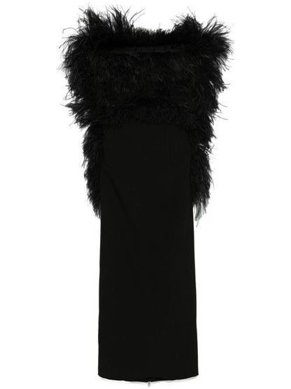 FEATHERED MIDI DRESS