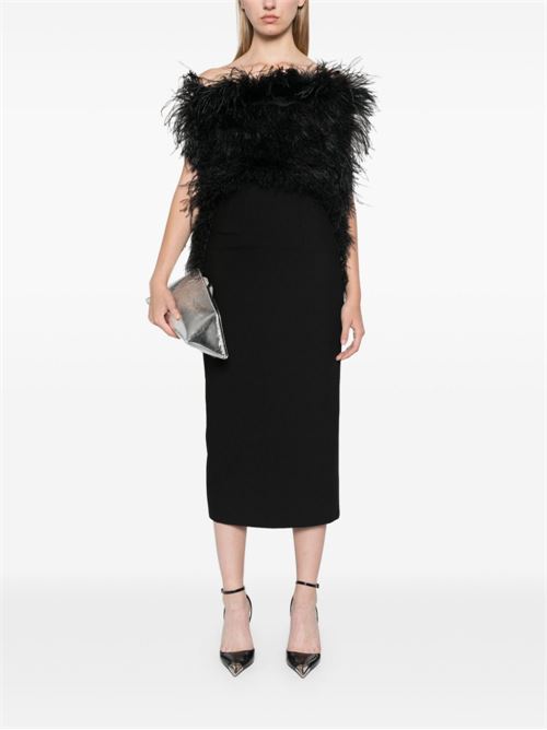 FEATHERED MIDI DRESS