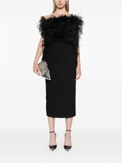 FEATHERED MIDI DRESS