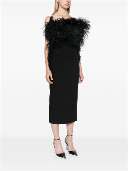 FEATHERED MIDI DRESS