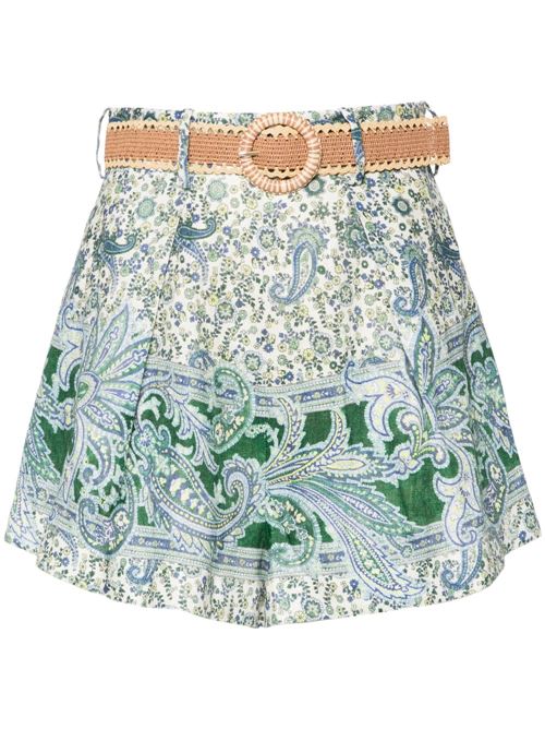 PAISLEY PRINT LINEN SHORTS