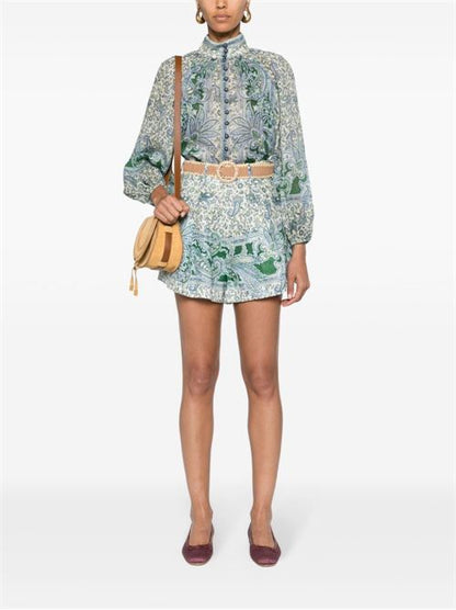 PAISLEY PRINT LINEN SHORTS