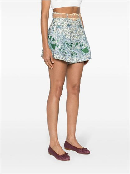 PAISLEY PRINT LINEN SHORTS