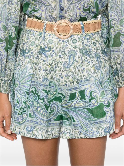 PAISLEY PRINT LINEN SHORTS