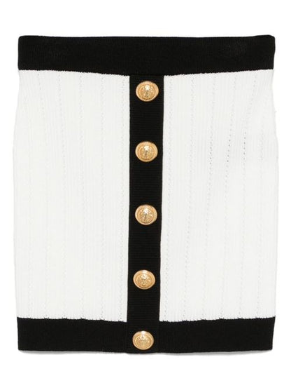 KNITTED BUTTONED MINI SKIRT