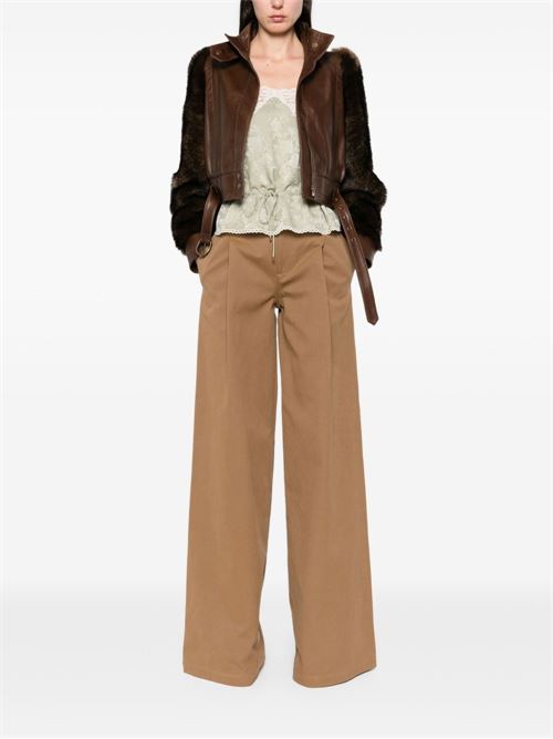 COTTON WIDE-LEG TROUSERS