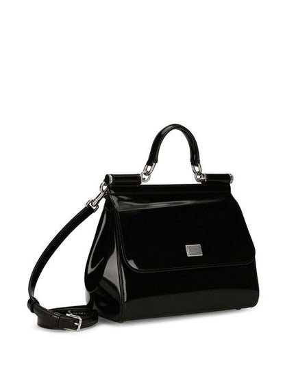 SICLY LARGE SHINY LEATHER HANDBAG