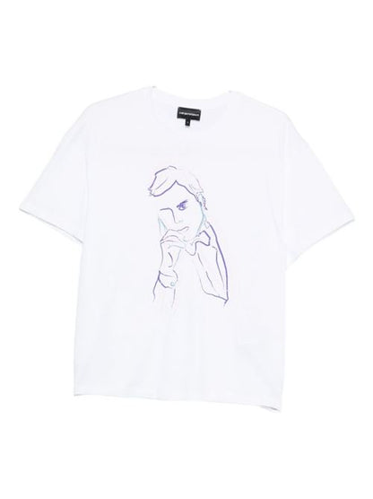 COTTON T-SHIRT WITH GIORGIO ARMANI PRINT