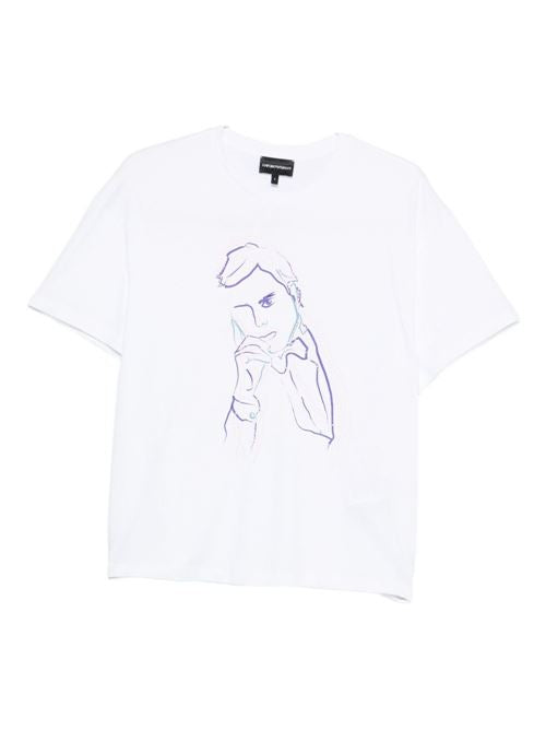 COTTON T-SHIRT WITH GIORGIO ARMANI PRINT