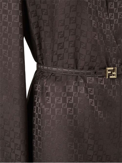 FF JACQUARD SILK MAXI DRESS