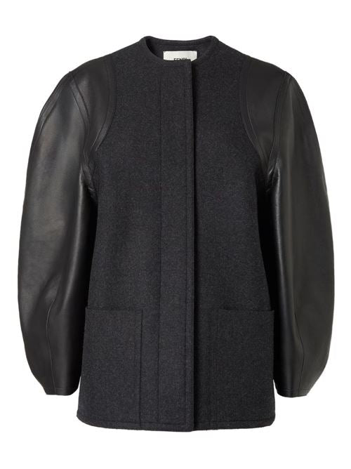 WOOL AND LEATHER COAT