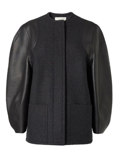 WOOL AND LEATHER COAT