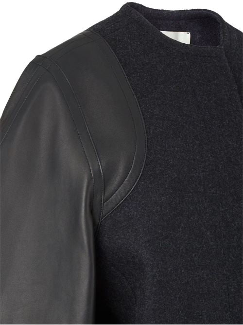 WOOL AND LEATHER COAT