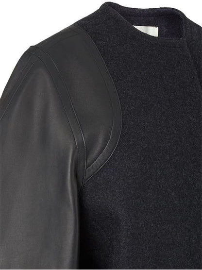WOOL AND LEATHER COAT