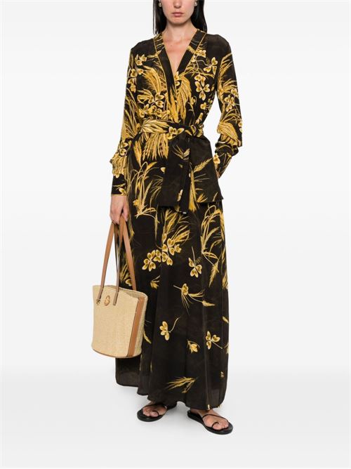 SILK BLEND PRINTED MAXI DRESS