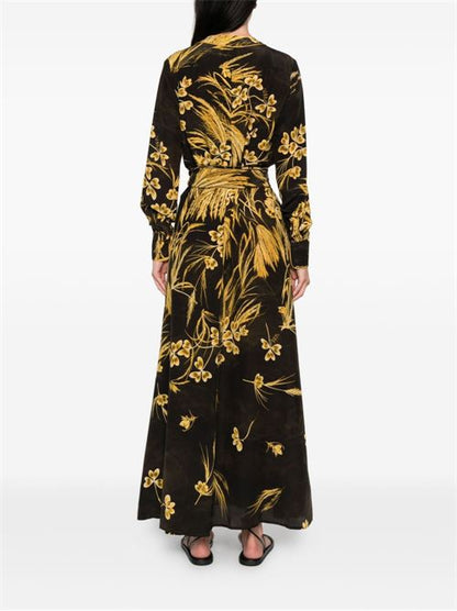 SILK BLEND PRINTED MAXI DRESS