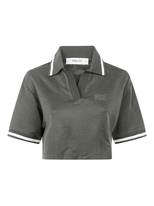 COTTON CROPPED POLO SHIRT