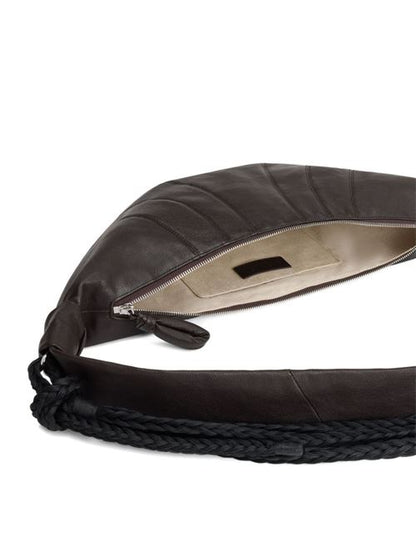 BRAID CROISSANT MEDIUM LEATHER SHOULDER BAG