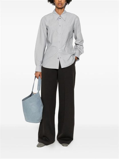 WOOL AND COTTON WIDE-LEG TROUSERS