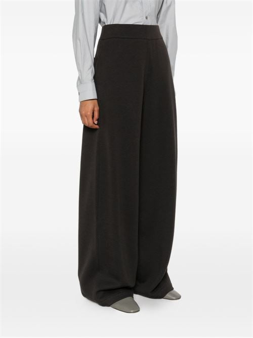 WOOL AND COTTON WIDE-LEG TROUSERS