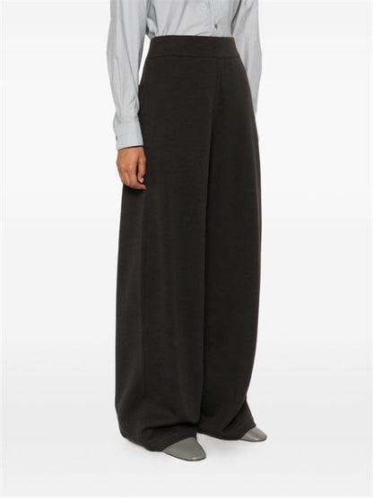 WOOL AND COTTON WIDE-LEG TROUSERS