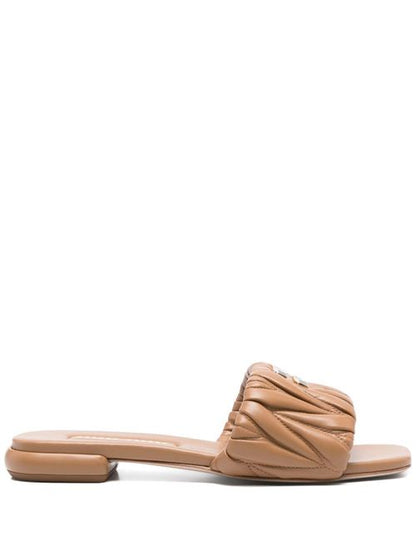 MATELASSÉ LEATHER FLAT SANDALS