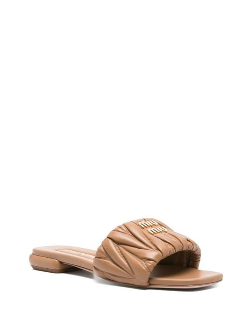 MATELASSÉ LEATHER FLAT SANDALS