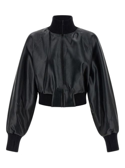 FAUX LEATHER BOMBER JACKET