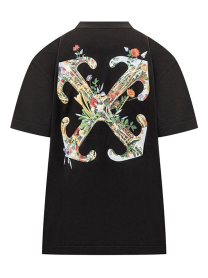 ARROW GLASS FLOWER COTTON T-SHIRT