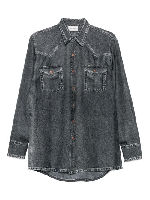DENIM PRINT SILK SHIRT