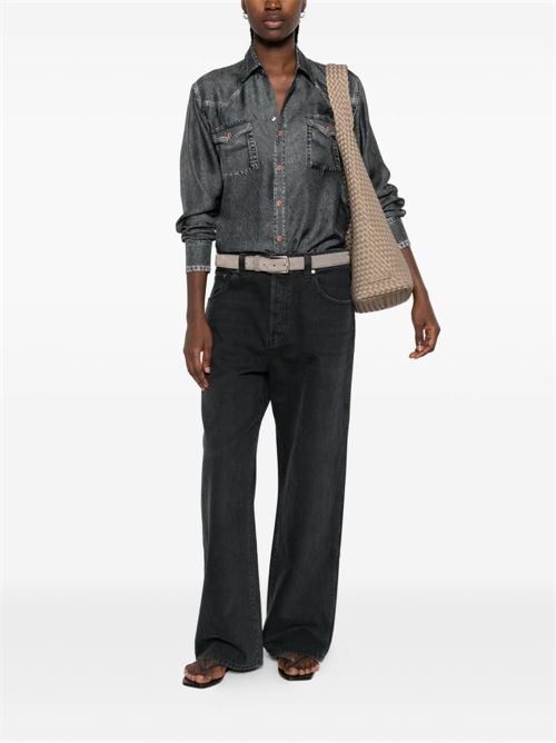 DENIM PRINT SILK SHIRT