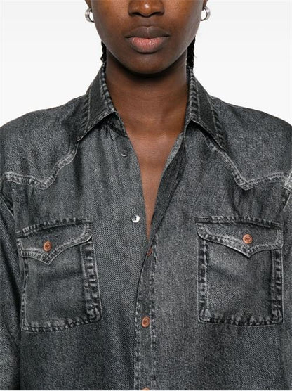 DENIM PRINT SILK SHIRT