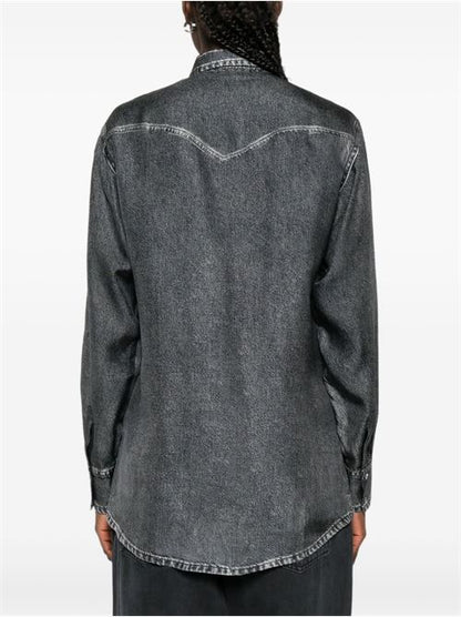 DENIM PRINT SILK SHIRT